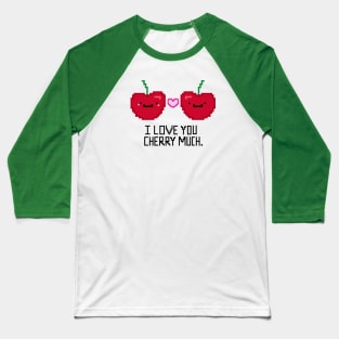 Pixelated Cherry Love Baseball T-Shirt